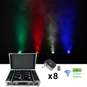 Rockville MINI RF1 V2 CHARGE PACKAGE (8) Battery DJ PAR Lights+Case+RF Remotes