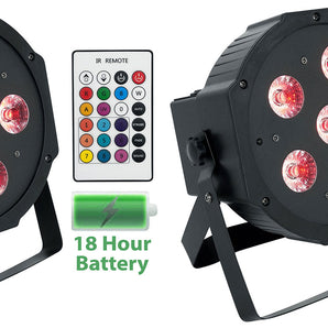 (2) Rockville BATTERY PAR 61 Rechargeable RGBWA+UV DMX DJ Wash Lights+Remotes