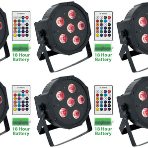 (6) Rockville BATTERY PAR 61 Rechargeable RGBWA+UV DMX DJ Wash Lights+Remotes