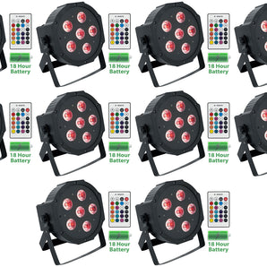 (10) Rockville BATTERY PAR 61 Rechargeable RGBWA+UV DMX DJ Wash Lights+Remotes