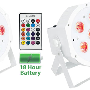 2) Rockville BATTERY PAR 61 White Rechargeable RGBWA+UV DMX DJ Up-Lights+Remotes