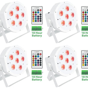4) Rockville BATTERY PAR 61 White Rechargeable RGBWA+UV DMX DJ Up-Lights+Remotes