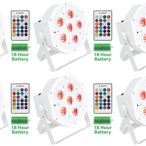 6) Rockville BATTERY PAR 61 White Rechargeable RGBWA+UV DMX DJ Up-Lights+Remotes