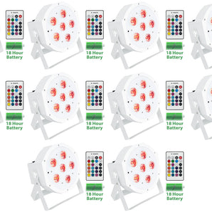 10 Rockville BATTERY PAR 61 White Rechargeable RGBWA+UV DMX DJ Up-Lights+Remotes