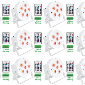 12 Rockville BATTERY PAR 61 White Rechargeable RGBWA+UV DMX DJ Up-Lights+Remotes