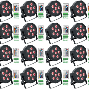 (16) Rockville BATTERY PAR 61 Rechargeable RGBWA+UV DMX DJ Wash Lights+Remotes