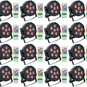 (24) Rockville BATTERY PAR 61 Rechargeable RGBWA+UV DMX DJ Wash Lights+Remotes