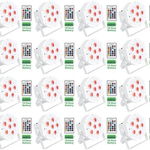 24 Rockville BATTERY PAR 61 White Rechargeable RGBWA+UV DMX DJ Up-Lights+Remotes