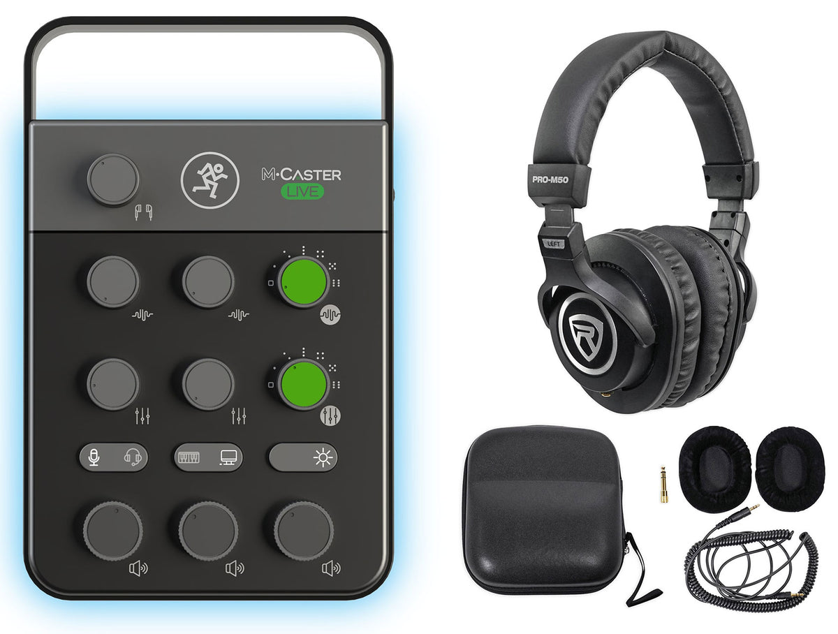 M Caster Live Streaming Podcasting Smartphone/USB FX Mixer + Headphones