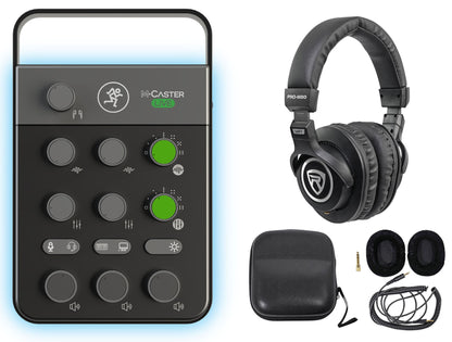 M Caster Live Streaming Podcasting Smartphone/USB FX Mixer + Headphones