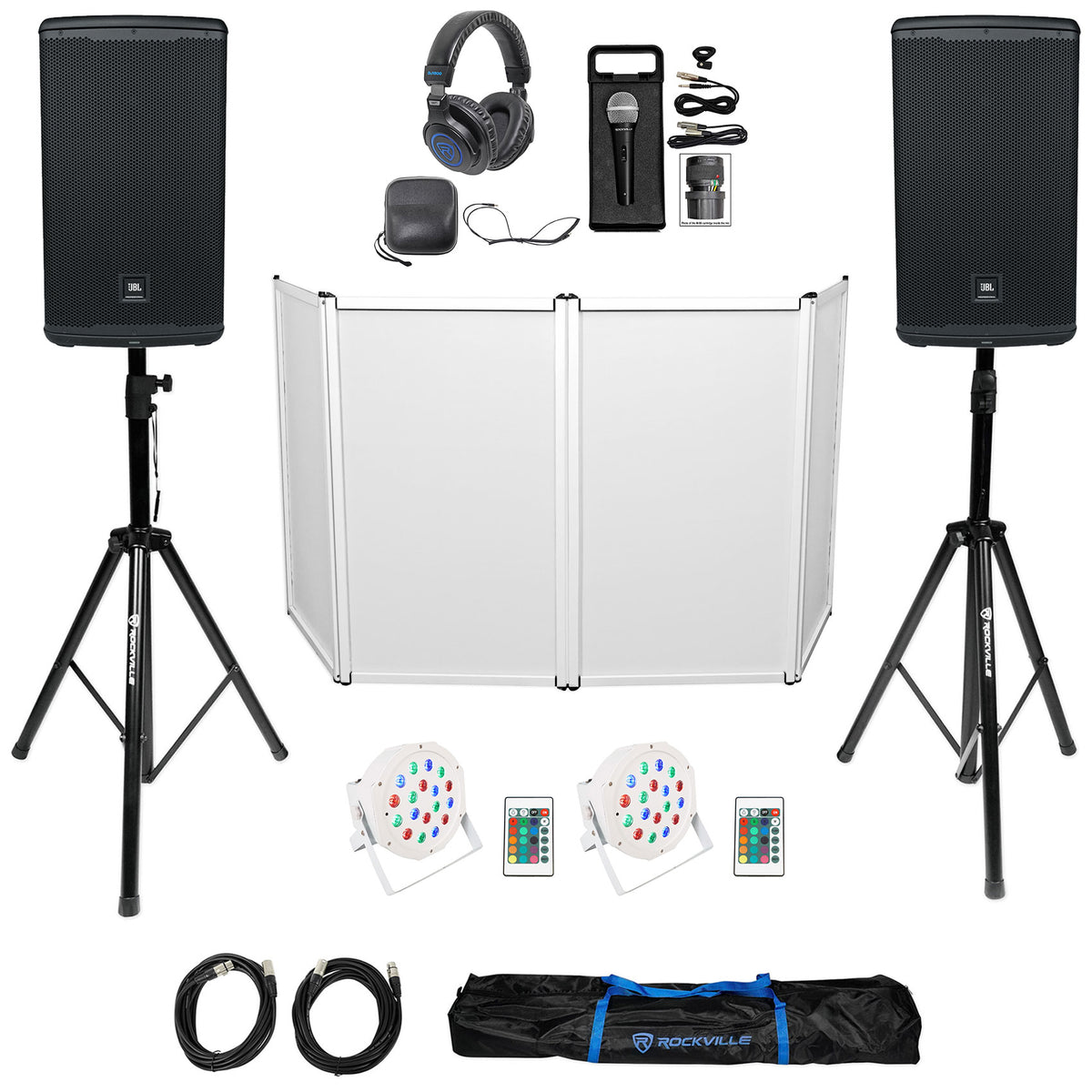 EON712 Pair DJ Pack with RVSS2-XLR, RFAAW, BATTERY PAR 50, RMC-XLR & DJ1500