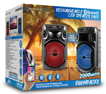 BOOMPACK8 8" Powered Wireless Rechargeable Bluetooth Speakers