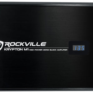 Rockville KRYPTON-M1 2000w Peak/500w RMS Mono 1 Ohm Car Amplifier Amp+Remote