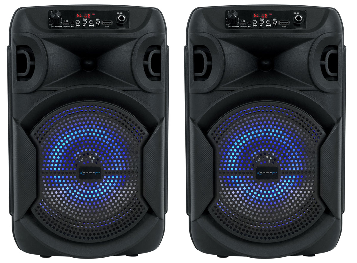 BOOMPACK8 8" Powered Wireless Rechargeable Bluetooth Speakers