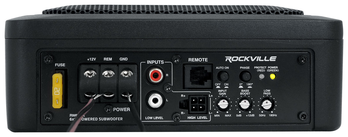 Rockville RW68CA 400w 6x8 Slim Under-Seat Active Powered Car/Truck Subwoofer Sub
