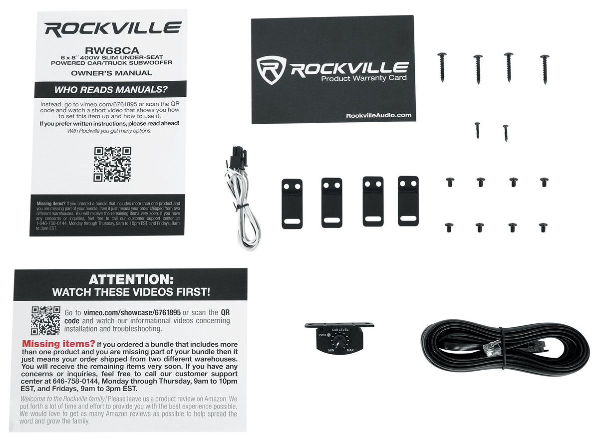 Rockville RW68CA 400w 6x8 Slim Under-Seat Active Powered Car/Truck Subwoofer Sub