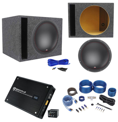 MTX 7515-22 15" 750w RMS Subwoofer+Vented Sub Box Enclosure+Mono Amplifier+Wires