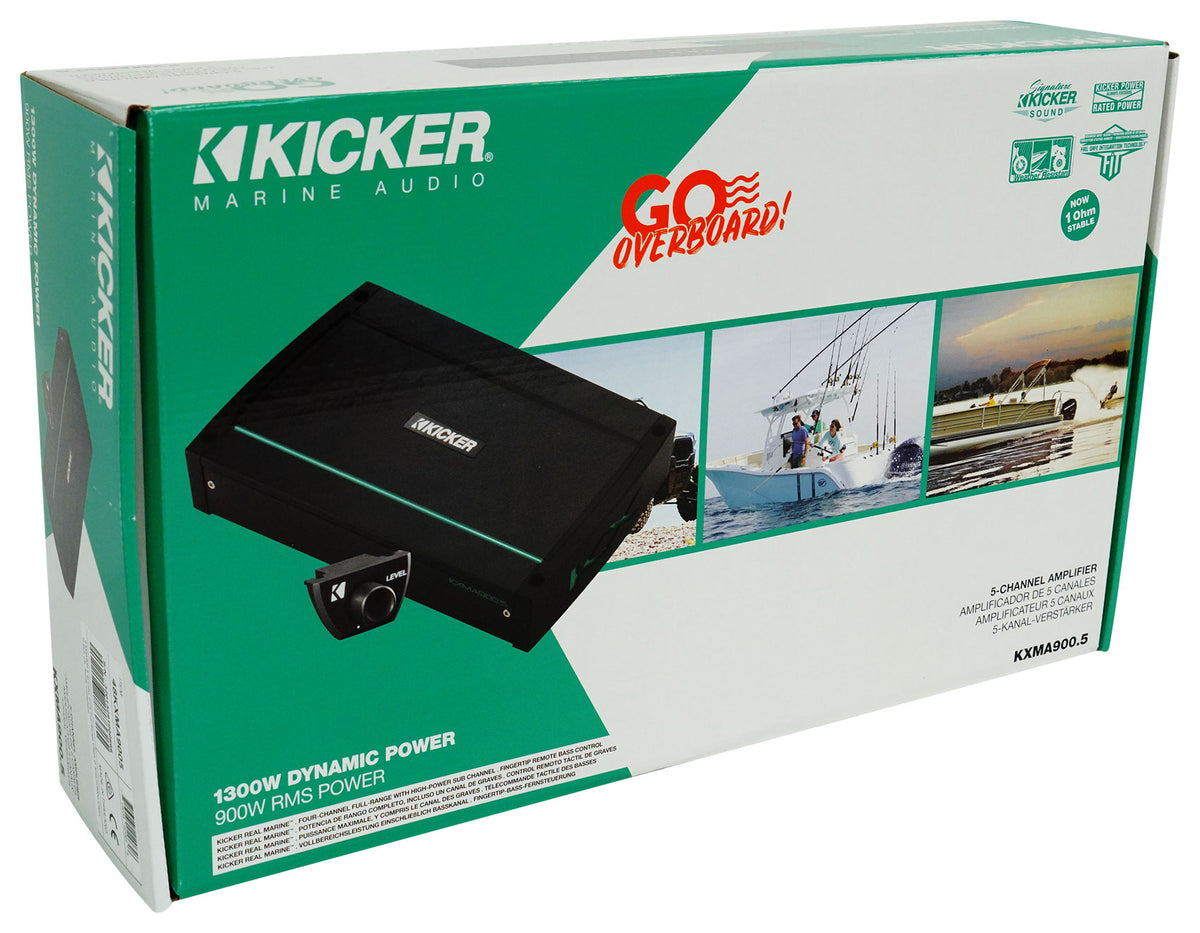 KICKER 48KXMA9005 900 Watt 5-Channel Marine Boat Amplifier Class D Amp KXMA900.5