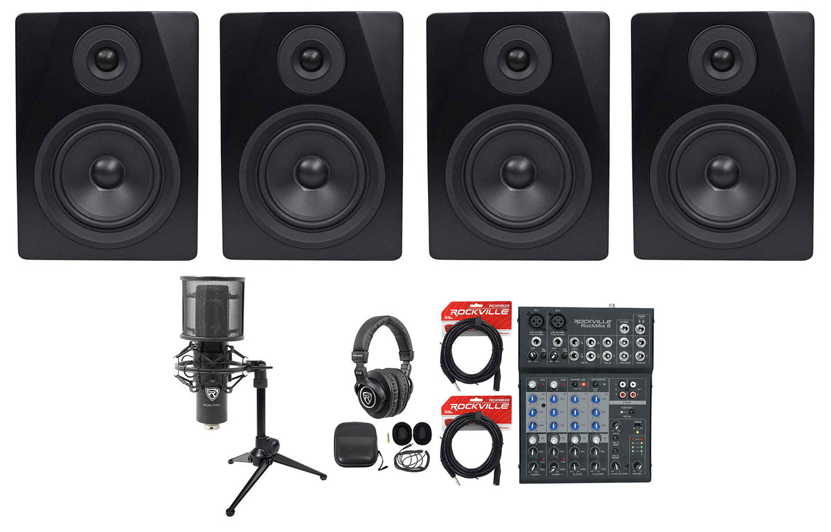 Recording Studio Bundle w/ Mixer, Monitors, Microphone, Headphones, Cables