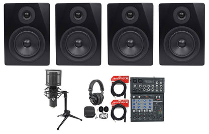 Recording Studio Bundle w/ Mixer, Monitors, Microphone, Headphones, Cables