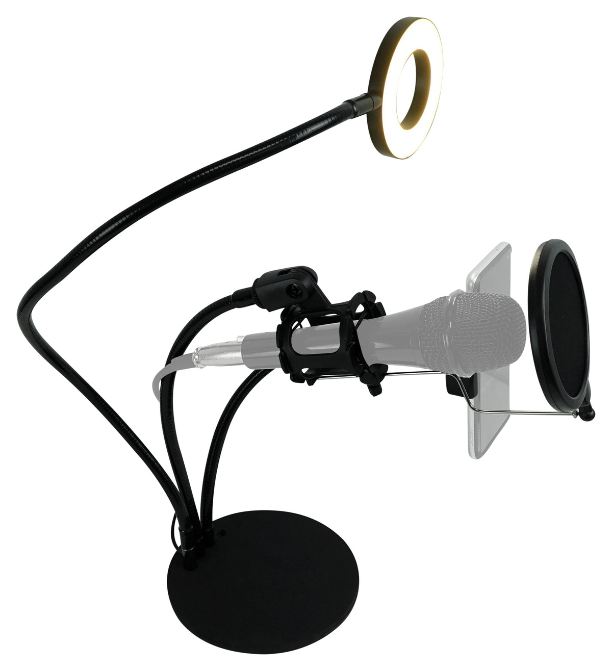 Technical Pro LiveShow3LM Zoom Stream Broadcast Podcast Phone+Mic Stand w/LED