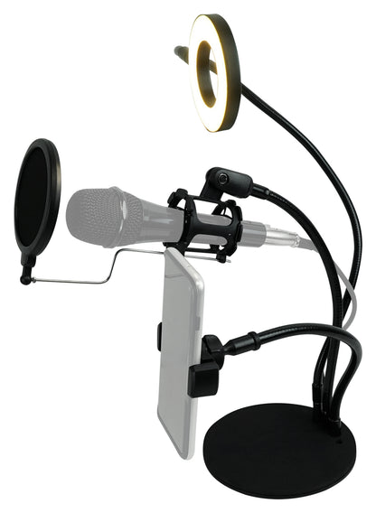 Technical Pro LiveShow3LM Zoom Stream Broadcast Podcast Phone+Mic Stand w/LED