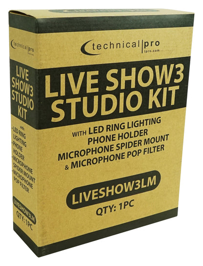 Technical Pro LiveShow3LM Zoom Stream Broadcast Podcast Phone+Mic Stand w/LED