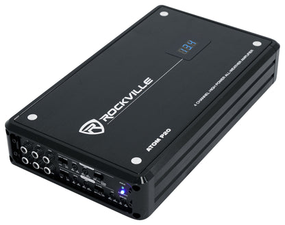 Rockville ATOM P20 Marine/ATV/Car Bluetooth Amplifier 1600w Peak/440w RMS 4 Channel w/ Volt Meter