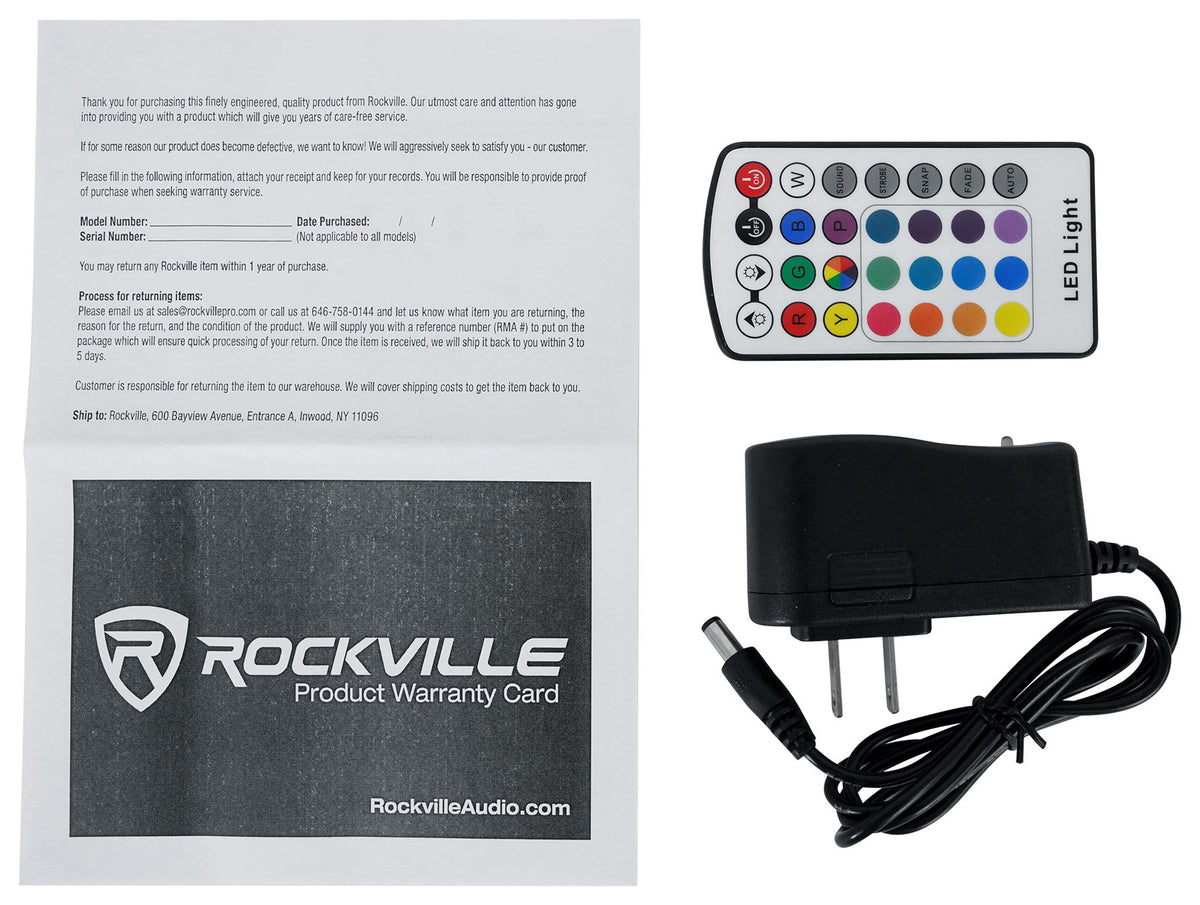 Rockville MINI RF1 RGBWA+UV DJ/Party LED Wash Light (Steel)+RF Long Range Remote