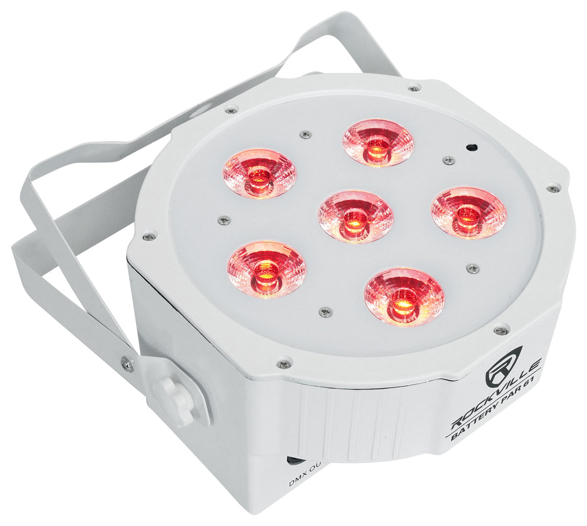 Rockville BATTERY PAR PACK 61 White (8) Rechargeable Wash Lights+Charging Case