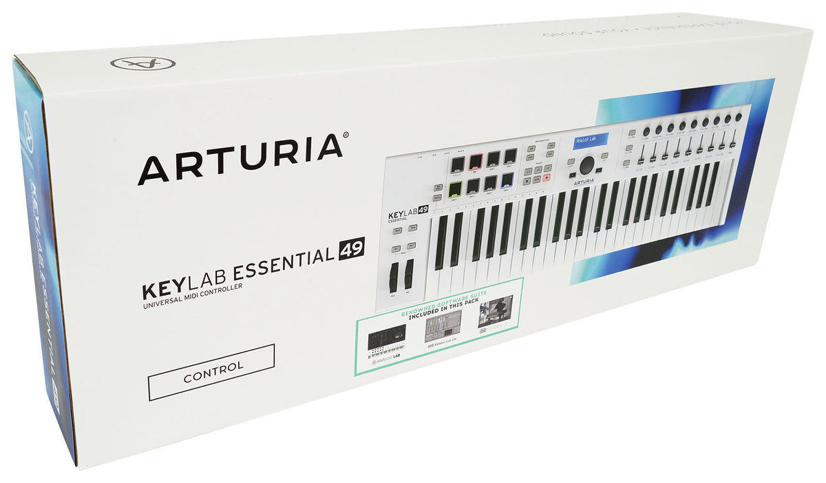 Arturia KeyLab Essential 49-Key USB MIDI Keyboard Controller in White+Software