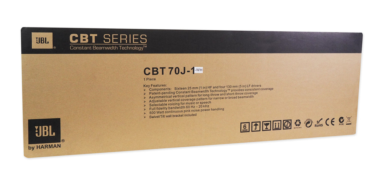 JBL CBT 70J-1-WH 500w 2-Way Swivel Wall Mount Line Array Column Speaker in White