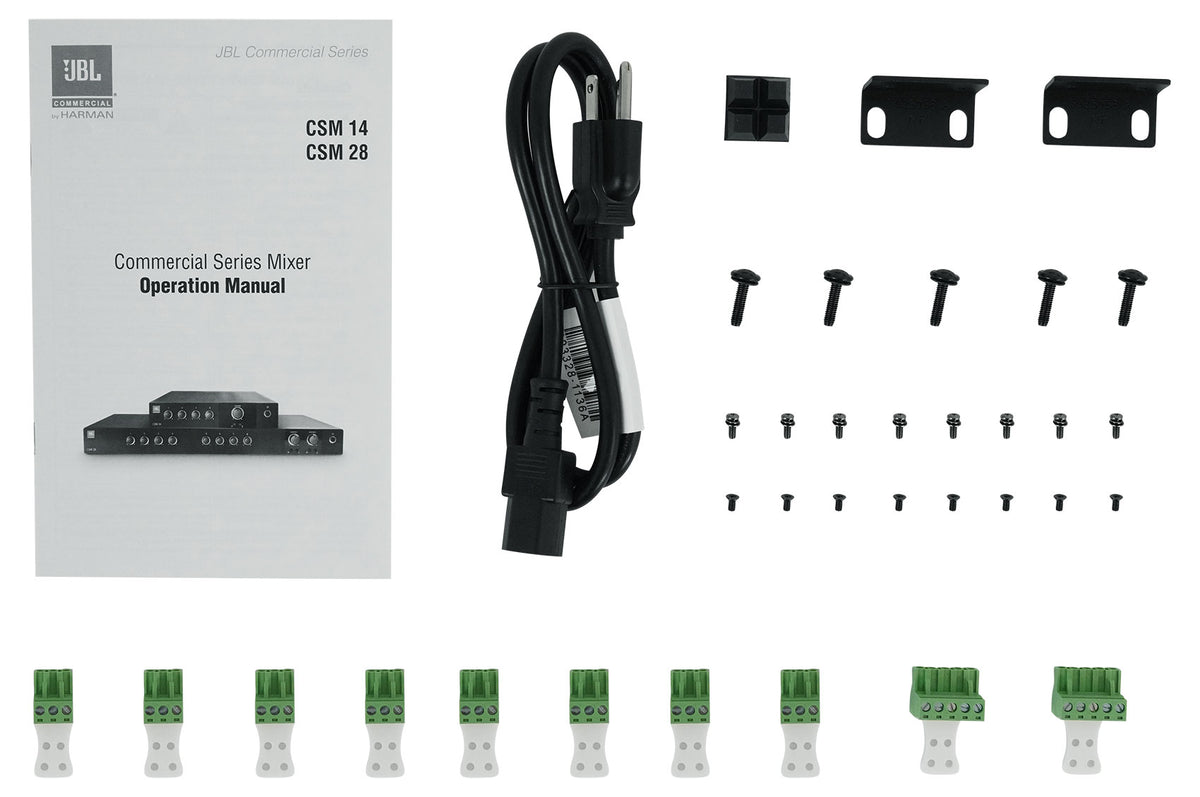 JBL CSM 28 Commercial Mixer/Preamp + (2) Black Wall Volume Controllers CSM28