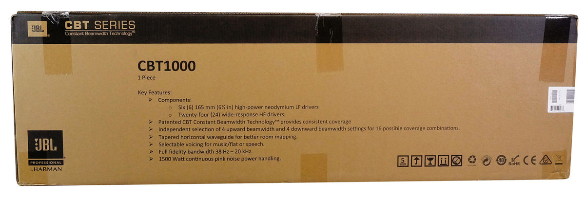 JBL CBT 1000 1500w 2-Way Swivel Wall Mount Line Array Column Speaker in Black