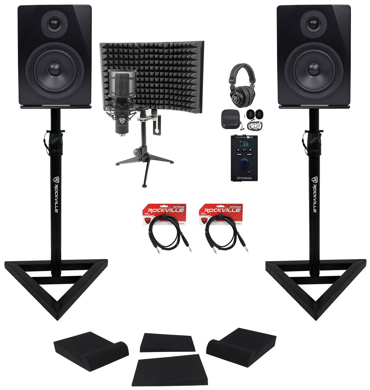Revelator io44 Home Studio Recording Kit With Monitor Stands and Mic Shield