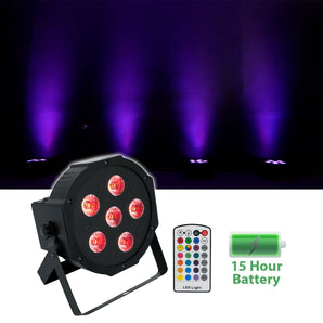 8 Rockville BATTERY PAR 6RF Rechargeable RGBWA+UV Wireless DMX Lights+RF Remotes