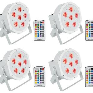 (4) Rockville BATTERY PAR 6RF White Rechargeable Wireless DMX Lights+RF Remotes
