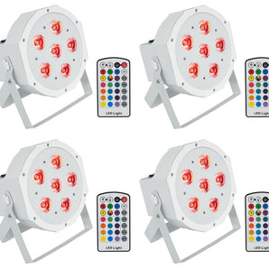(8) Rockville BATTERY PAR 6RF White Rechargeable Wireless DMX Lights+RF Remotes