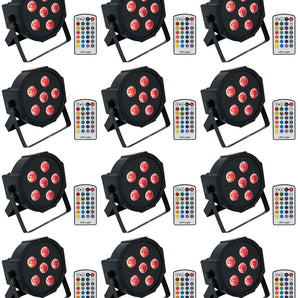(12) Rockville BATTERY PAR 6RF Rechargeable RGBWA+UV Wireless DMX Lights+Remotes
