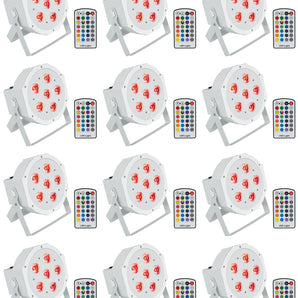 (12) Rockville BATTERY PAR 6RF White Rechargeable Wireless DMX Lights+RF Remotes