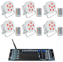 Rockville BATTERY PAR 6RF White Rechargeable Lights+Wireless DMX Controller