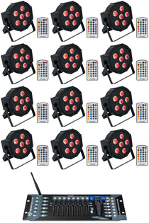 BATTERY PAR 6RF Black 12-Pack + ROCKFORCE W2 Wireless DMX Controller Bundle
