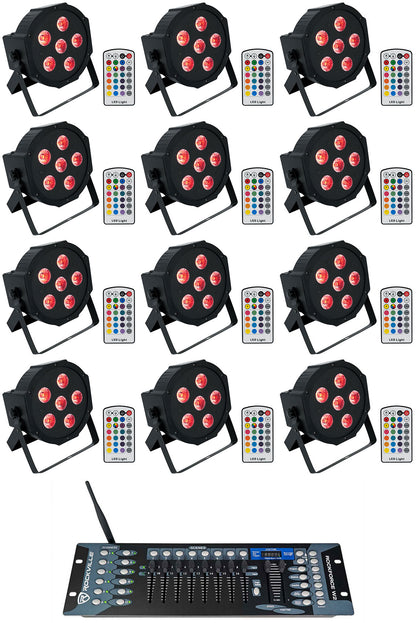 BATTERY PAR 6RF Black 12-Pack + ROCKFORCE W2 Wireless DMX Controller Bundle