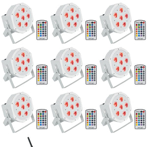 (12) Rockville BATTERY PAR 6RF White Rechargeable Lights+Wireless DMX Controller