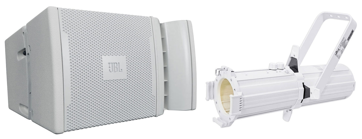 JBL VRX932LA-1WH 12" 800w Passive Line-Array Speaker in White + Gobo Spot Light