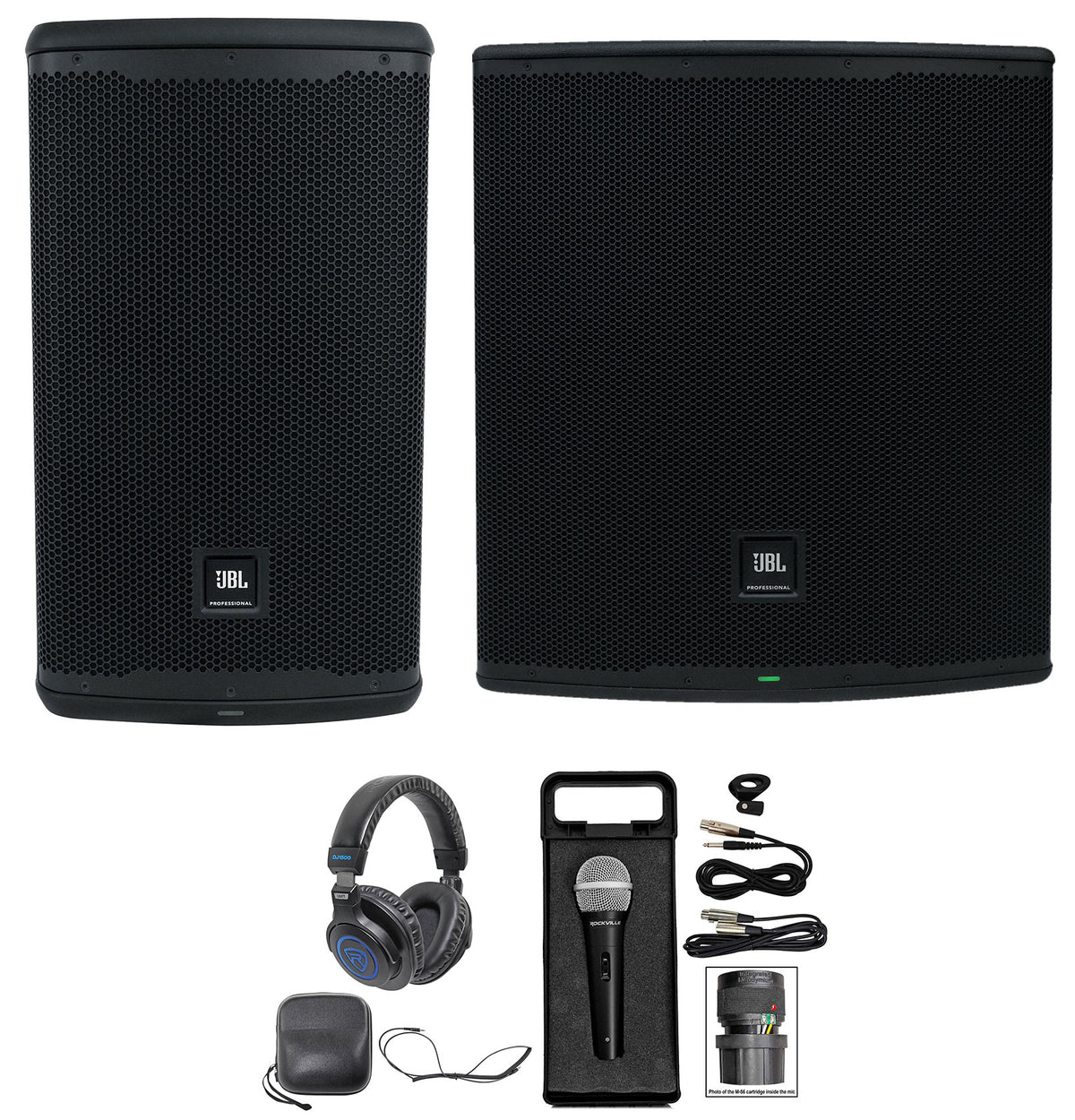 EON710 PA Speaker + EON718S Subwoofer + Wired Mic + DJ Headphones
