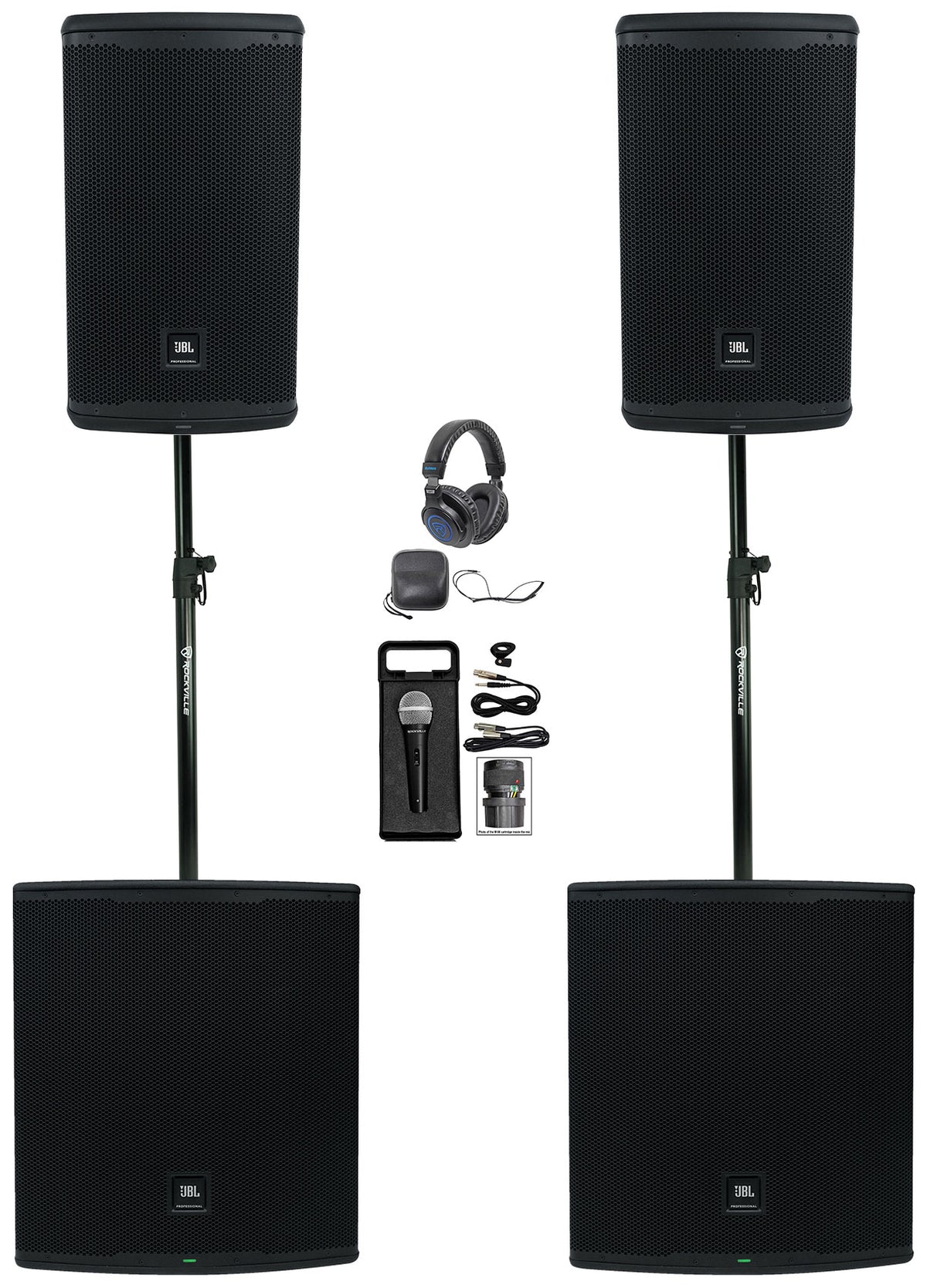 EON710 Powered PA Speakers with EON718S Subwoofers and Accessories