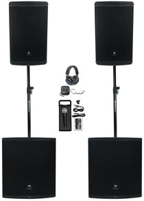 EON715 Powered PA Speakers with EON718S Subwoofers and Accessories