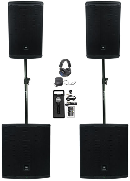 EON715 Powered PA Speakers with EON718S Subwoofers and Accessories