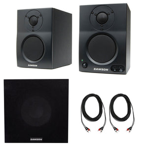 Pair Samson 3" Podcasting Podcast Recording Monitors w/Bluetooth+Subwoofer Sub